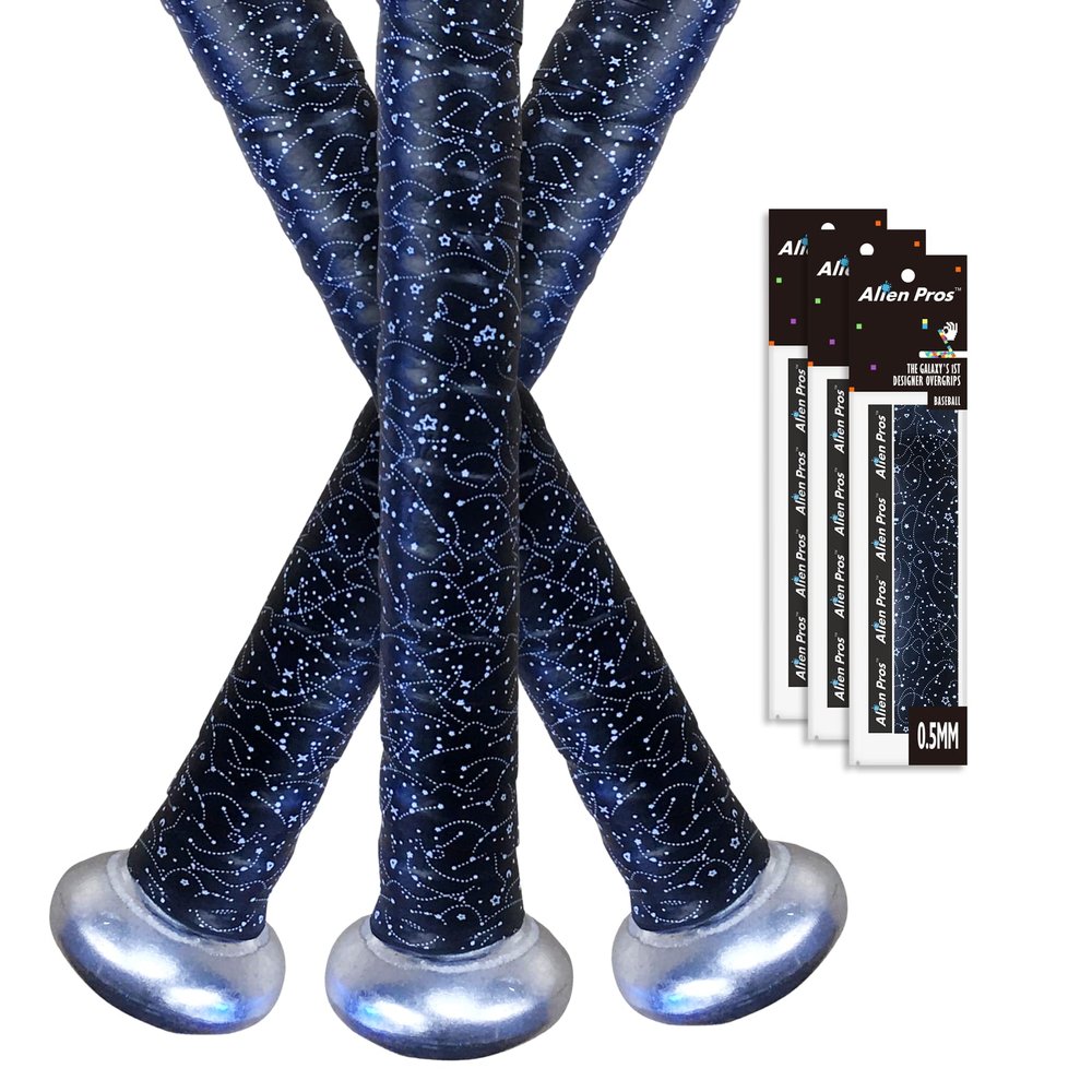 ALIEN PROS Bat Grip Tape 0.5MM for Baseball (3 Grips)  Precut and Pro Feel Bat Tape  Replacement for Old Baseball bat Grip  Wrap Your Bat for an Epic Home Run (3 Grips, Magic)