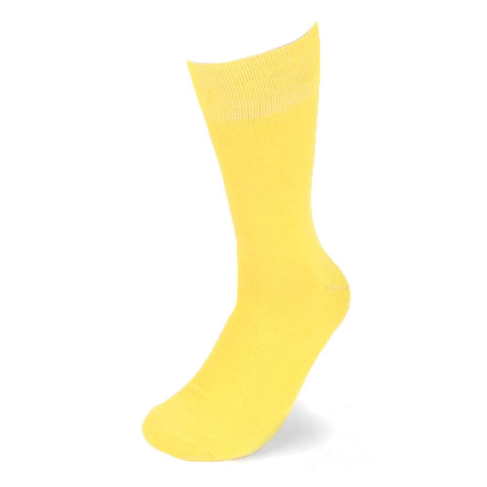 Feraricci Solid Color Polyester Socks for Men, Casual and Formal Attire Mid Rise Mens Crew Socks - Yellow