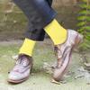 Feraricci Solid Color Polyester Socks for Men, Casual and Formal Attire Mid Rise Mens Crew Socks - Yellow view 2