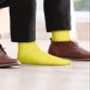 Feraricci Solid Color Polyester Socks for Men, Casual and Formal Attire Mid Rise Mens Crew Socks - Yellow view 3