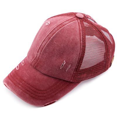 C.C Hatsandscarf Exclusives Washed Distressed Cotton Denim Ponytail Hat Adjustable Baseball Cap (BT-13)