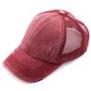 C.C Hatsandscarf Exclusives Washed Distressed Cotton Denim Ponytail Hat Adjustable Baseball Cap (BT-13) view 1