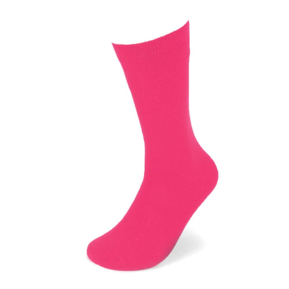 Feraricci Solid Color Polyester Socks for Men, Casual and Formal Attire Mid Rise Mens Crew Socks - Fuchsia