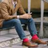 Feraricci Solid Color Polyester Socks for Men, Casual and Formal Attire Mid Rise Mens Crew Socks - Fuchsia view 2
