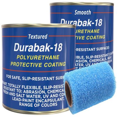 Durabak-18 Non-Skid Boat Deck Paint - Trusted by the US Navy - Non-Slip Marine Liner DIY Floor Paint Coating for Boats - One-Part Application (White, 2 Quarts - 30sq.ft)