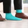 Feraricci Solid Color Polyester Socks for Men, Casual and Formal Attire Mid Rise Mens Crew Socks - Turquoise view 3