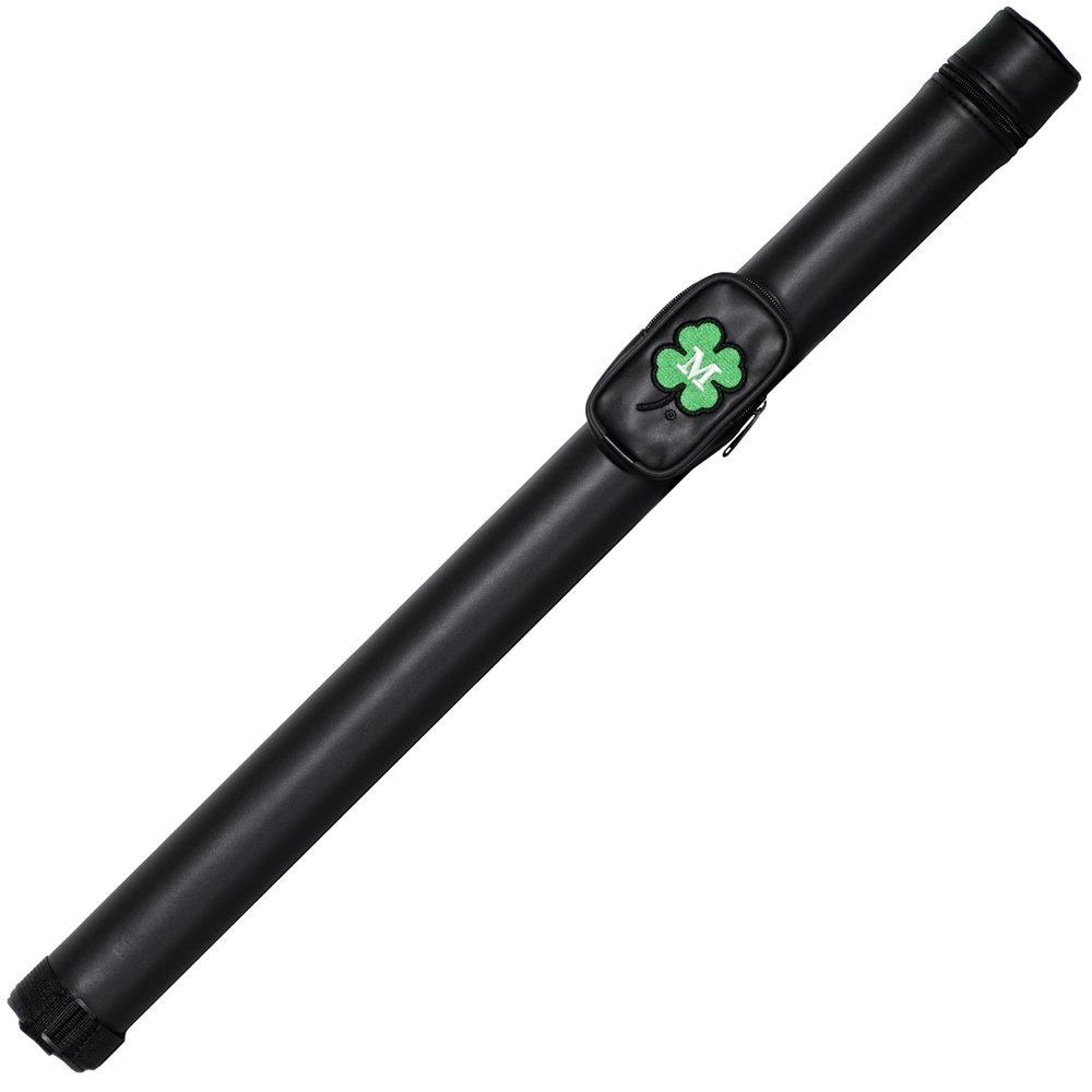 McDermott 1x1 Hard Round Vinyl Pool/Billiard Cue Case - Black w/Clover