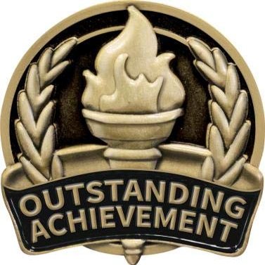 1" Outstanding Achievement Pin, Academic Recognition Student Lapel Pin, Great Education Awards 100 Pack
