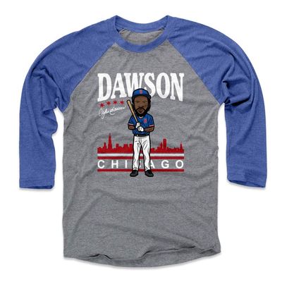 500 LEVEL Andre Dawson Tee Shirt (Baseball Tee, XXX-Large, Royal/Heather Gray) - Andre Dawson Toon WHT