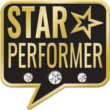 Crown Awards 1" Star Performer Lapel Pin, Star Performance Recognition Chat Pins with Rhinestones 20 Pack Prime