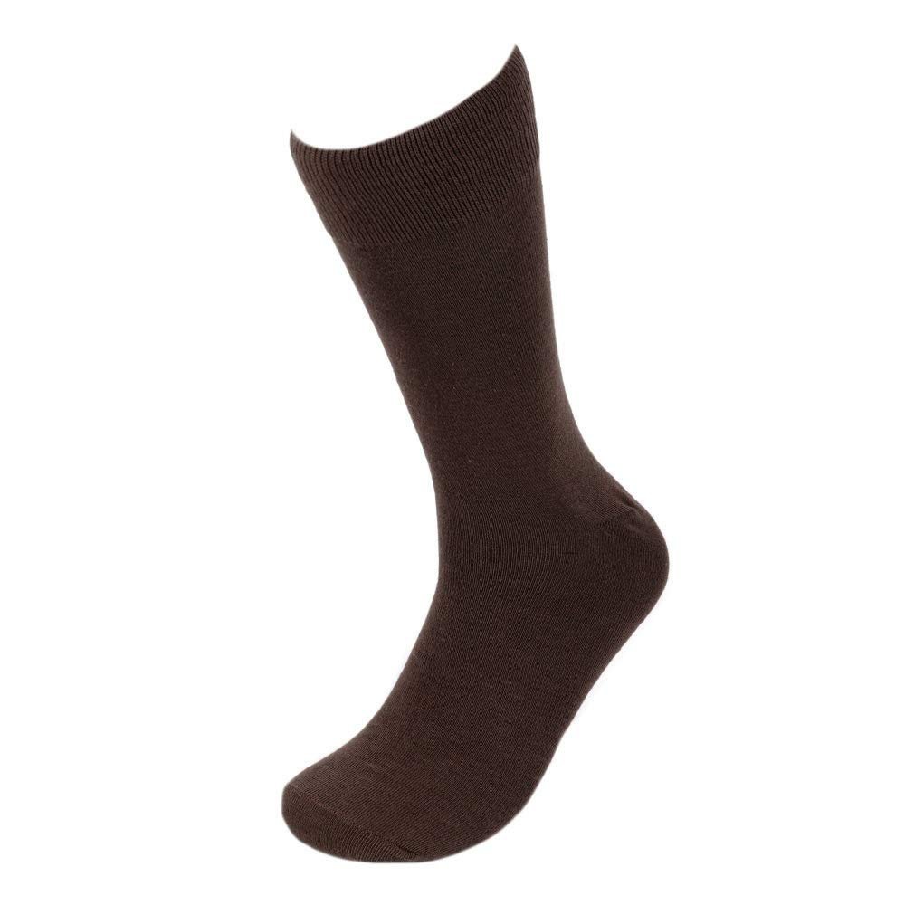 Feraricci Solid Color Polyester Socks for Men, Casual and Formal Attire Mid Rise Mens Crew Socks - Brown