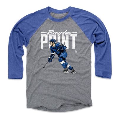 500 LEVEL Brayden Point Tee Shirt (Baseball Tee, XXX-Large, Royal/Heather Gray) - Tampa Bay Raglan Tee - Brayden Point Retro W WHT