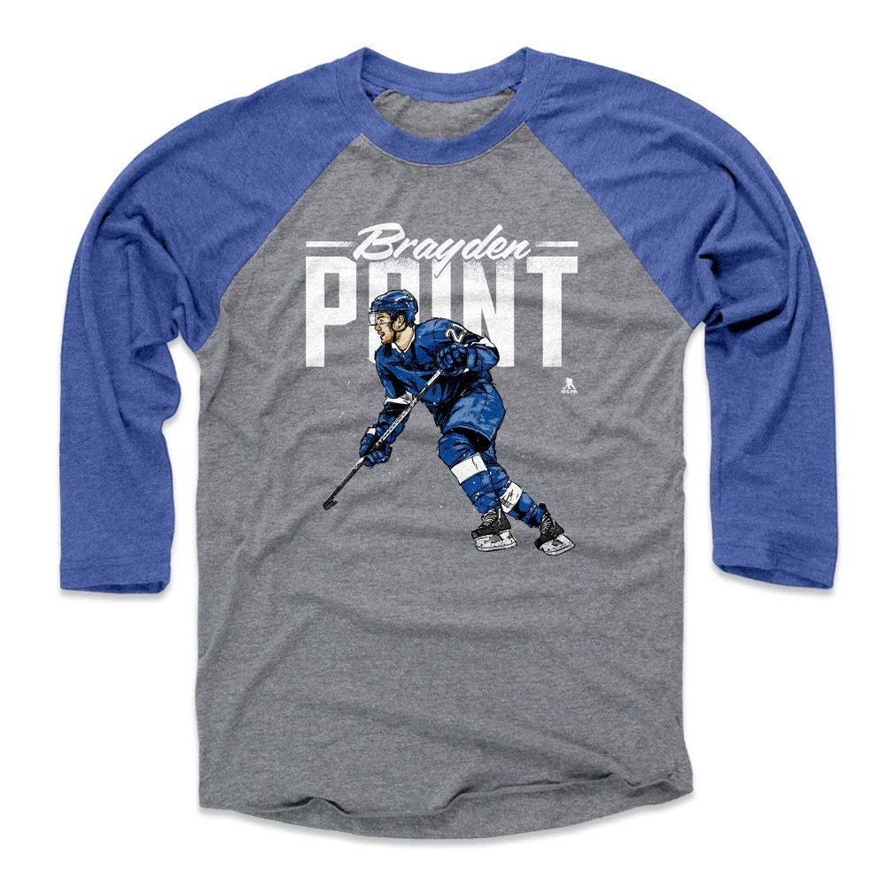 500 LEVEL Brayden Point Tee Shirt (Baseball Tee, XXX-Large, Royal/Heather Gray) - Tampa Bay Raglan Tee - Brayden Point Retro W WHT