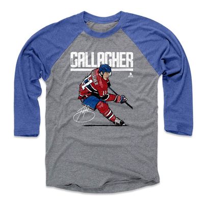 500 LEVEL Brendan Gallagher Tee Shirt (Baseball Tee, XXX-Large, Royal/Heather Gray) - Montreal Raglan Tee - Brendan Gallagher Hyper R WHT