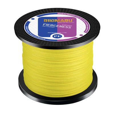 Braided Fishing Line Abrasion Resistant Superline Zero Stretch&Low Memory Extra Thin Diameter Yellow 1094Yds,100LB