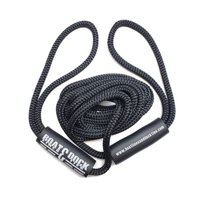 Boat Throw Rope- Double Braided Nylon Rope, Stitched Loops and Floats by Boat Lines and Dock Ties (Black 2 Loop, 10 feet)