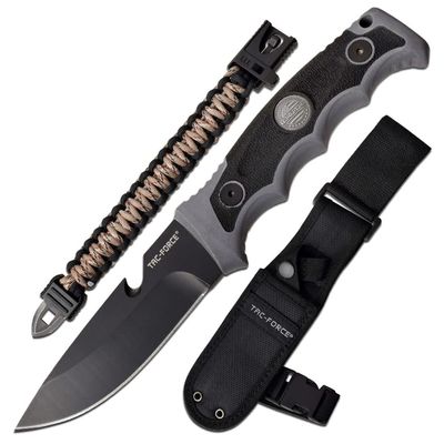 Tac-Force Fixed 4.5 in Blade Gray Rubber Handle