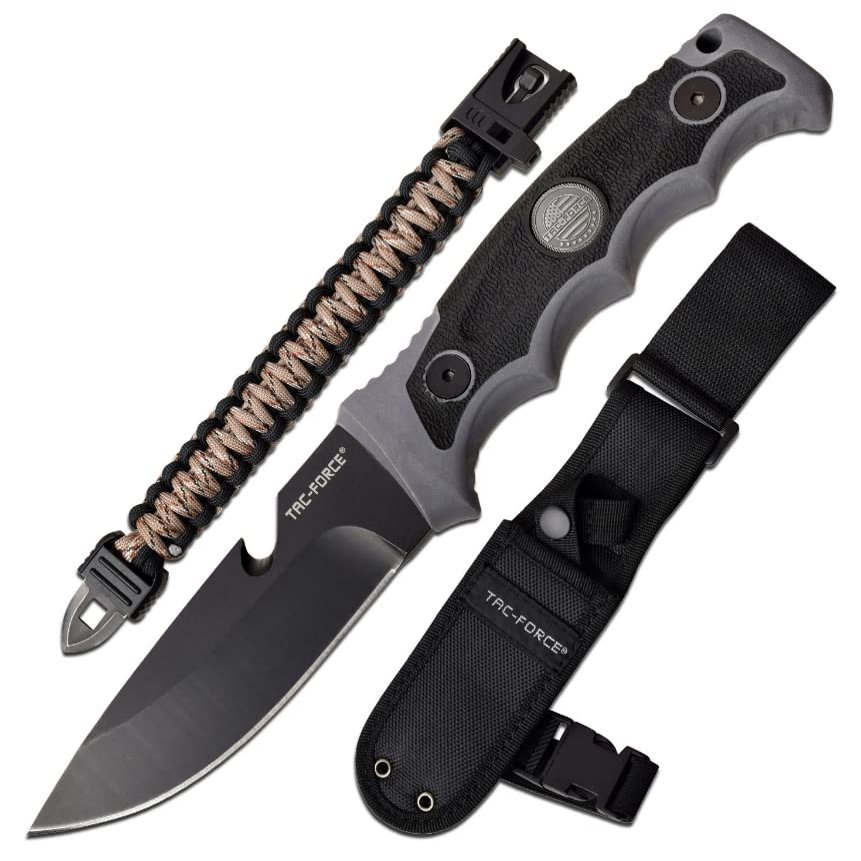 Tac-Force Fixed 4.5 in Blade Gray Rubber Handle