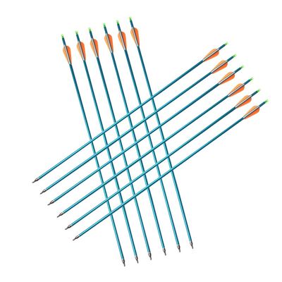 SHARROW 30 Aluminum Arrow with Blue Arrow Shaft & 100 Grain Field Points for Target Practice(500 Spine) (12)