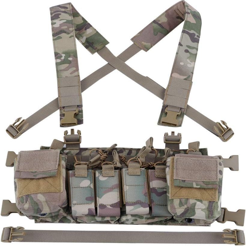 Chest Rig Airsoft Hunting Vest Molle Pouch Simple Military Tactical Vest with Magazine Pouch-(CP)