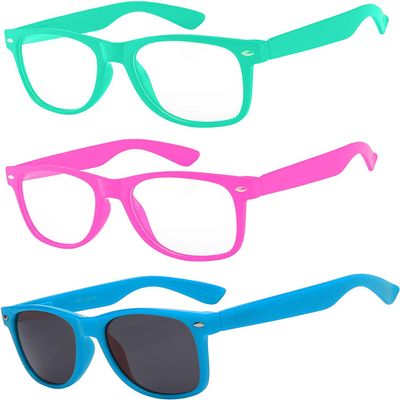 3 Pairs Kids Sunglasses Clear Lens Turquoise Pink Smoke Lens Blue
