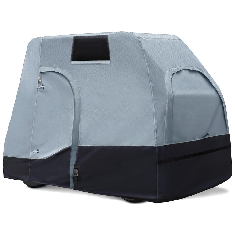 Explore Land Weatherproof 2 Passengers Golf Cart Cover with Driver Side Door and Back Side Zipper Window Fits for Most Brand Cart (Gray&Black)