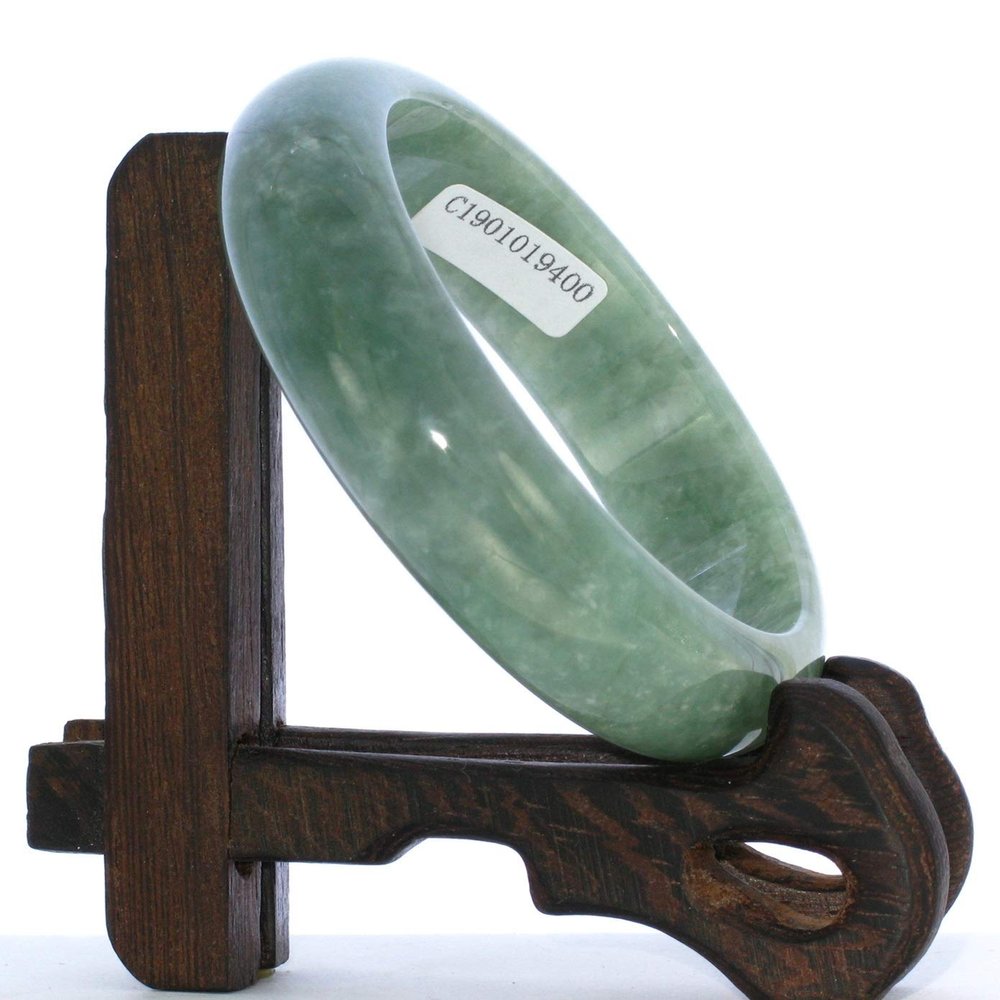 2.30"(58.7mm) China Certified Grade A Nature Hisui Jadeite Jade Light Green Women's Bangle Bracelets 9400