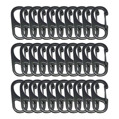 Bytiyar Small Carabiner Clips 1.25 inch (32mm) Metal Snap Hooks with Fixed Eye Spring Gate Keychain Parocord Rope Clasps Accessories, 30 Pcs Black