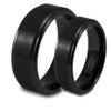 Wedding Rings for Him and Her - 6mm / 8mm Black Brushed Center with Polished Edge Tungsten Carbide - Couple Rings Set - Wedding Bands for Couples - Wedding Band Sets for Couples view 1