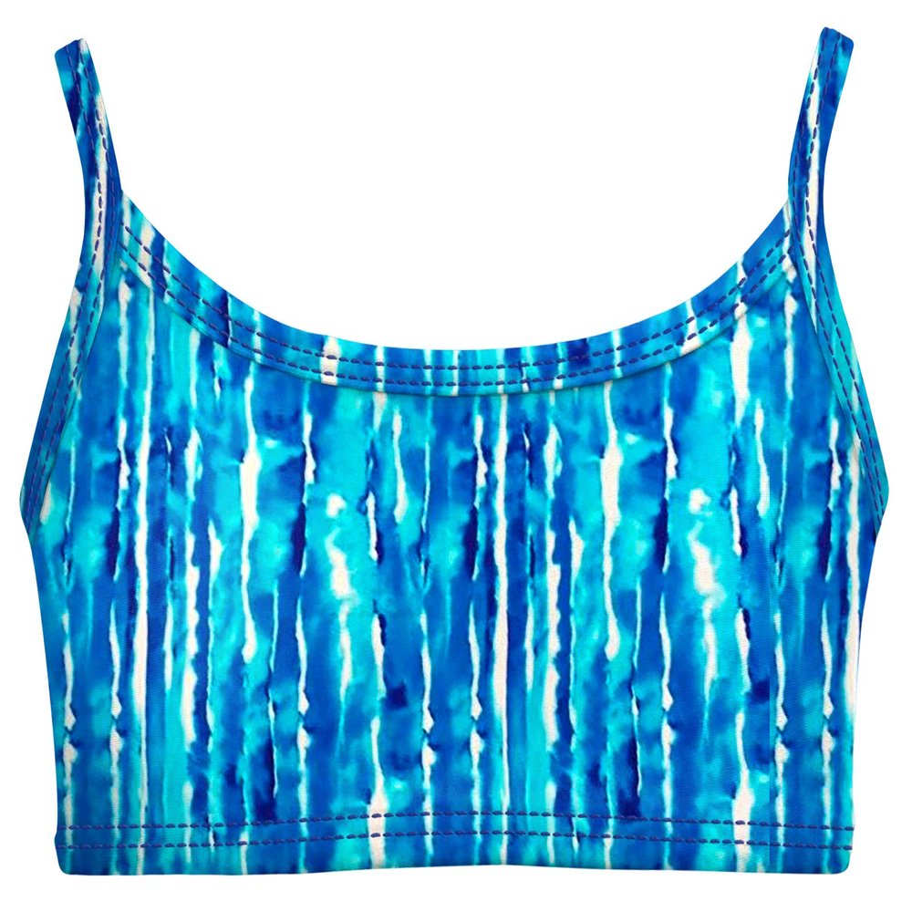 Made in USA Little Girls Bikini Top for Girls UPF50+ Sun Protection Toddler Bathing Suit Rash Guard for Beach Pool Swimwear, Water Tie-Dye, 2T