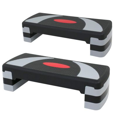 Smartxchoices 30'' Adjustable Workout Aerobic Stepper Fitness Step Platform 4" - 6" - 8" Exercise Aerobic Platform Stepper w/Risers for Home Gym  (Set of 2)