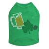 Beer Mug, Clover, & Pipe - Bling Rhinestone St Patrick Day Dog Shirt, S Kelly Green view 1
