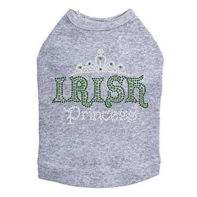 Irish Princess - Bling Rhinestone St Patrick Day Dog Shirt, XL Heather Gray