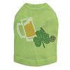 Beer Mug, Clover, & Pipe - Bling Rhinestone St Patrick Day Dog Shirt, XL Lime Green view 1