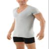 ALBERT KREUZ Men's Organic Stretch Cotton Undershirt Short Sleeves and deep v-Neck Gray (Medium) view 1