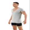 ALBERT KREUZ Men's Organic Stretch Cotton Undershirt Short Sleeves and deep v-Neck Gray (Medium) view 2