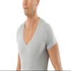 ALBERT KREUZ Men's Organic Stretch Cotton Undershirt Short Sleeves and deep v-Neck Gray (Medium) view 3