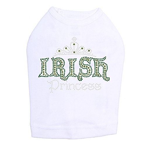 Irish Princess - Bling Rhinestone St Patrick Day Dog Shirt, 2XL White