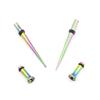 14GEar Gauges Stretching Kit Surgical Steel PVD Rainbow Single Flared Tunnels Ear Tapers Set Starter Expander Piercing Jewelry view 1