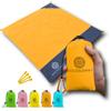 ECCOSOPHY Sand Proof Beach Blanket - Waterproof Picnic Blanket 60x55 Outdoor Compact Pocket Blanket Lightweight Ground Cover for Hiking Camping Festivals Sports Travel with Bag & Stakes (Orange) view 1