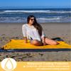 ECCOSOPHY Sand Proof Beach Blanket - Waterproof Picnic Blanket 60x55 Outdoor Compact Pocket Blanket Lightweight Ground Cover for Hiking Camping Festivals Sports Travel with Bag & Stakes (Orange) view 3