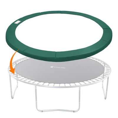 ExacMe Trampoline Pad Replacement Round Safety Spring Cover, No Hole for Pole (Green, 14 Foot)