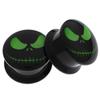 1/2" 12mm Black Halloween Skull Acrylic Flesh Ear Tunnels Plugs Double Flare Saddle Gauge Starter Stretcher Earring view 2