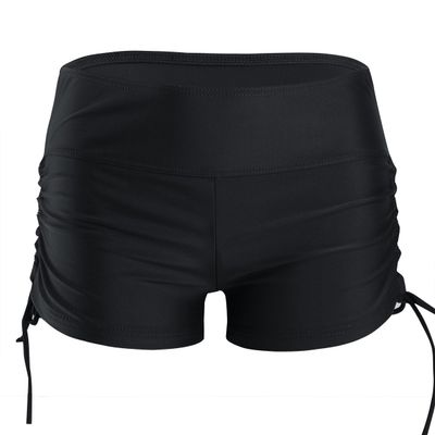 ACSUSS Women's Swim Boardshorts Beach Bikini Bottoms Short Swimwear with Side Ties Black X-Large