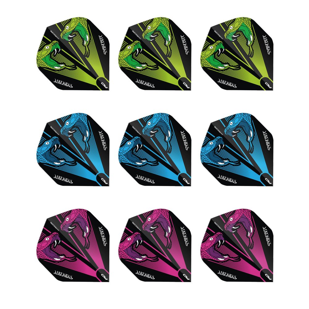 RED DRAGON Peter Wright Snakebite Translucent Flight Pack - 3 Sets Per Pack (9 Dart Flights in Total)