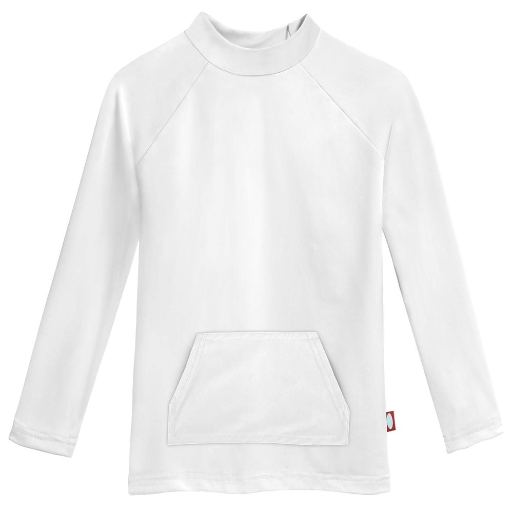 Made in USA Toddler Boys and Girls Rashguard UPF 50+ Sun Protective Long Sleeve Kids Swimwear Rash Guard for Summer Beach Pool and Swimming, White, 2T