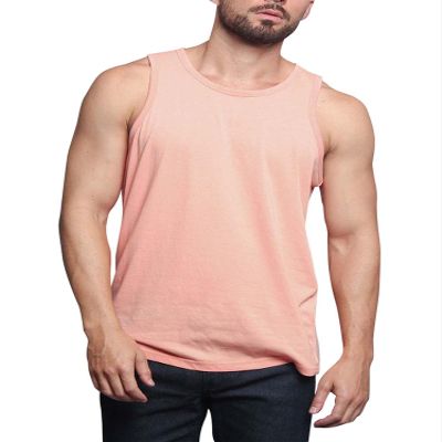 Men's Basic Essential Straight Hem Long Length Tank Top TT60-PL - Coral - 2X-Large - H11A