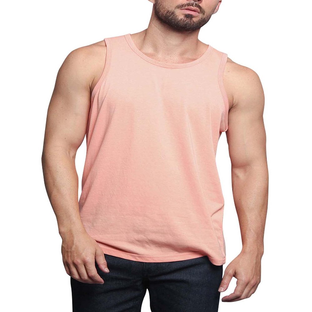 Men's Basic Essential Straight Hem Long Length Tank Top TT60-PL - Coral - 2X-Large - H11A