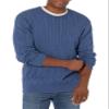 Amazon Essentials Men's Crewneck Cable Cotton Pullover Sweater, Blue Heather, X-Large view 1