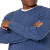 Amazon Essentials Men's Crewneck Cable Cotton Pullover Sweater, Blue Heather, X-Large view 3